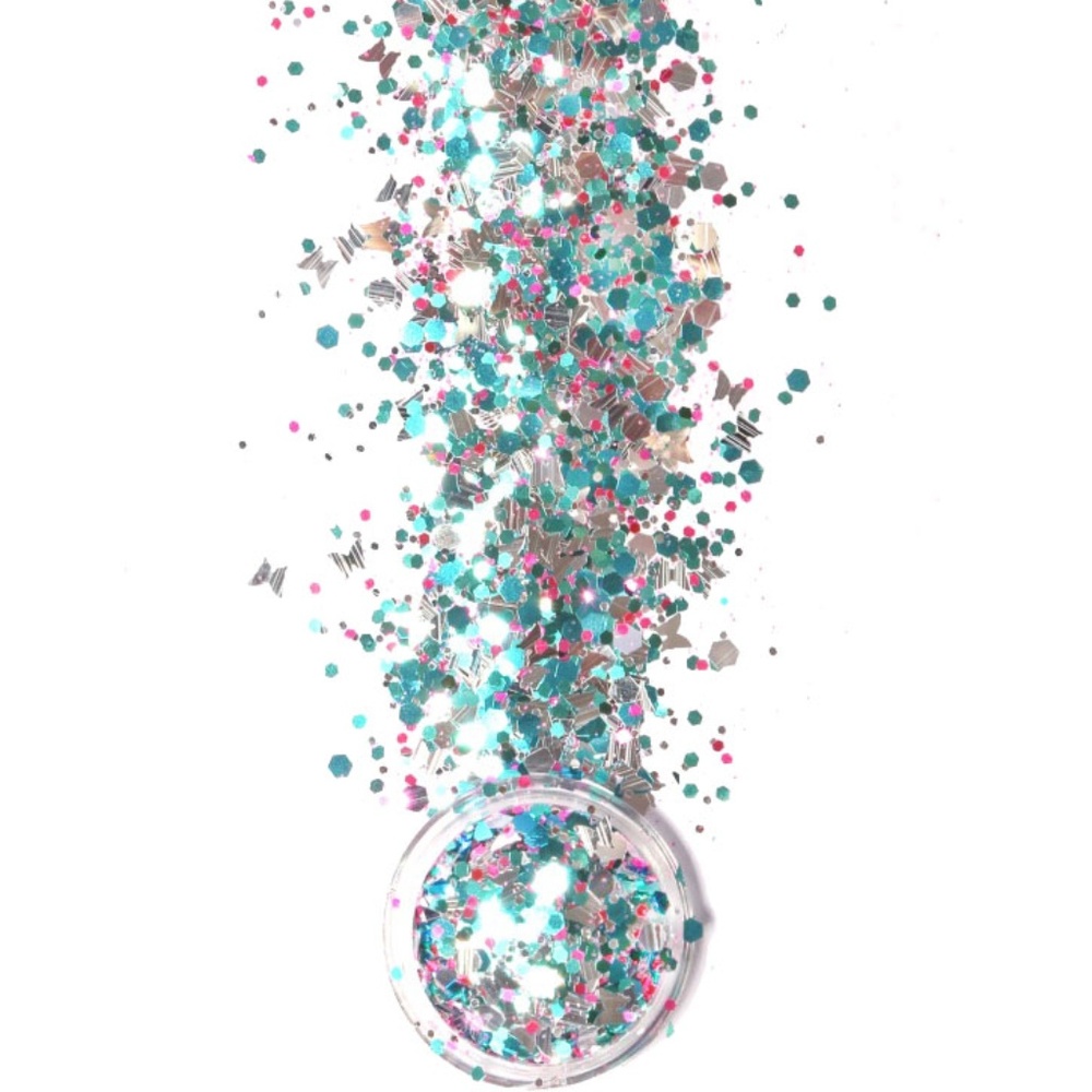 Turquoise Pink Silver Cosmetic Festival Glitter